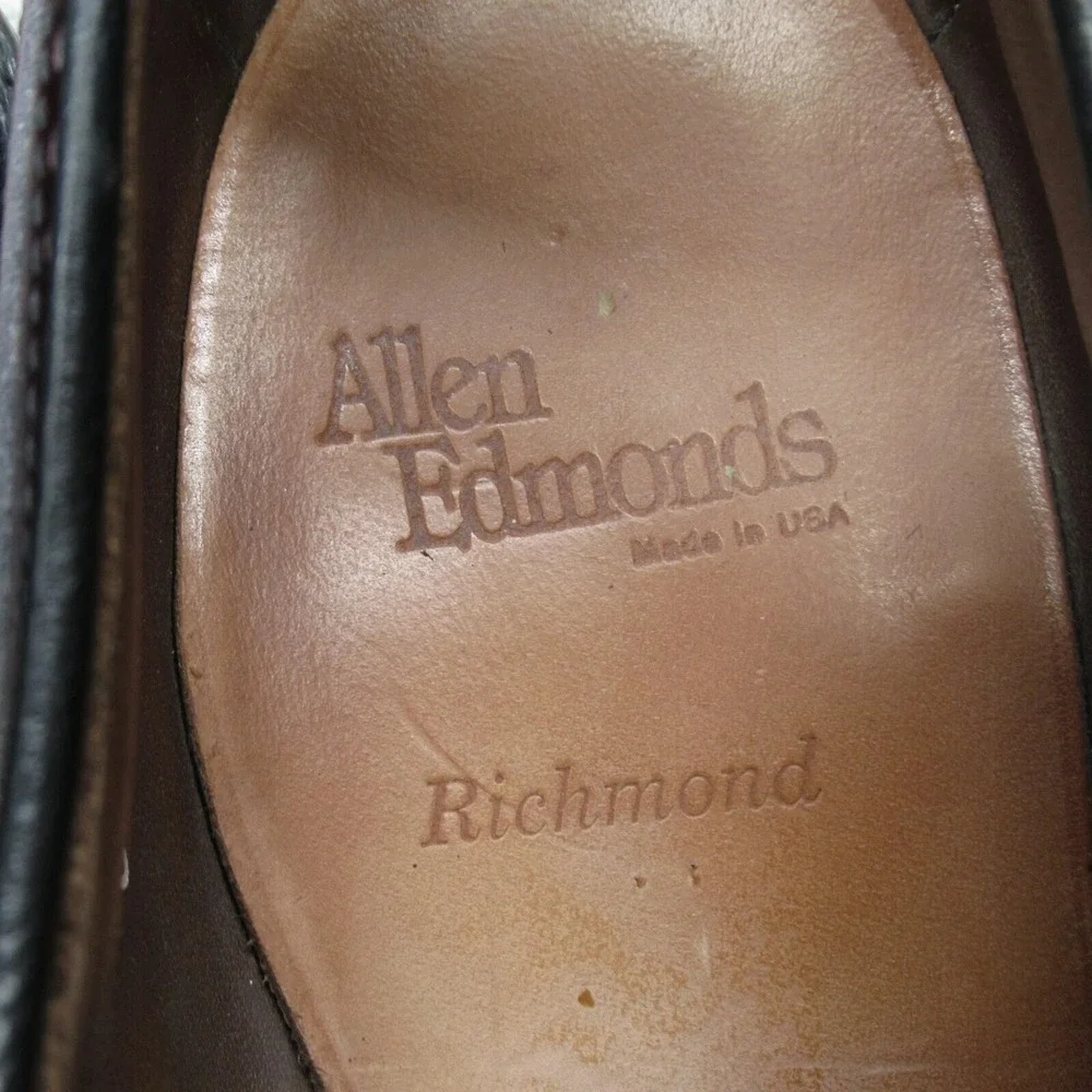 Allen Edmond  Oxford Dress Shoes Men 10 C Burgundy WIngtip Leather Luxe USA Made
